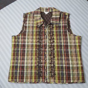 Embroidered Quilted Full-Zip Vest, XL